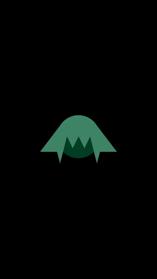 Green Sayn symbol on a dark background.